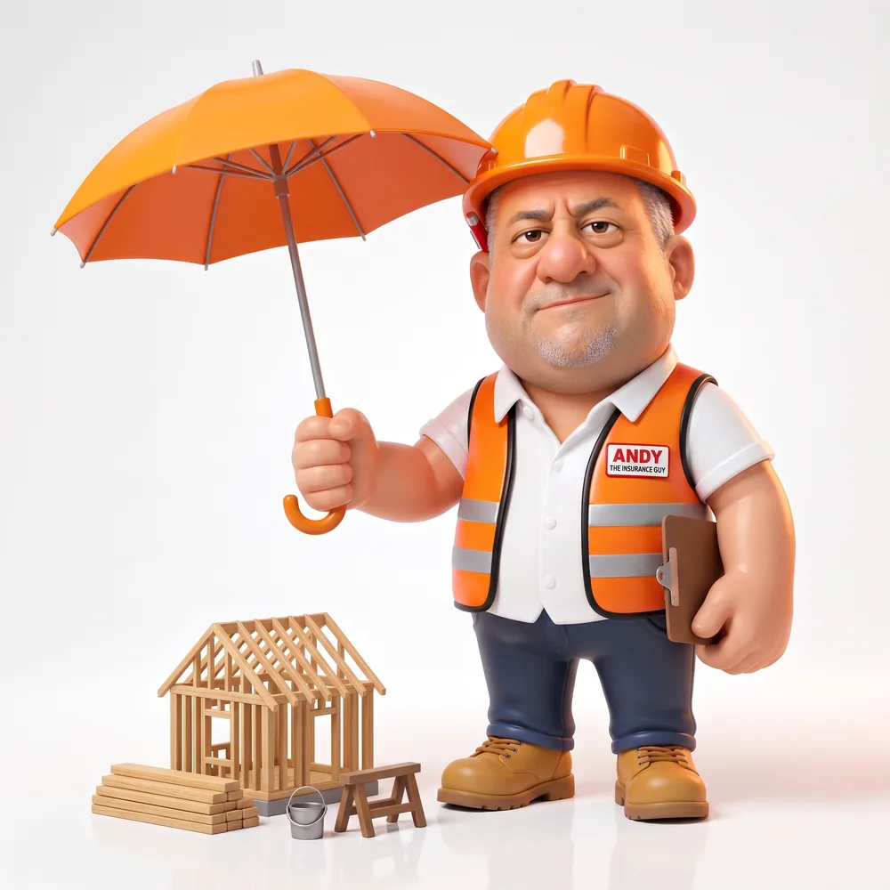 Andy holding an umbrella over a small jobsite